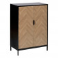 Cabinet 2 Portes "Chevrons" 110cm Naturel & Noir|Commode|Paris Prix