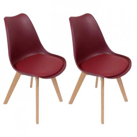 Lot de 2 Chaises Scandinave "Coquil" 81cm Bordeaux|Chaise|Paris Prix