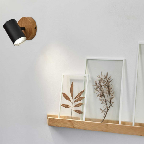 Spot Theo noir et bois|Appliques murales|Lampe Avenue