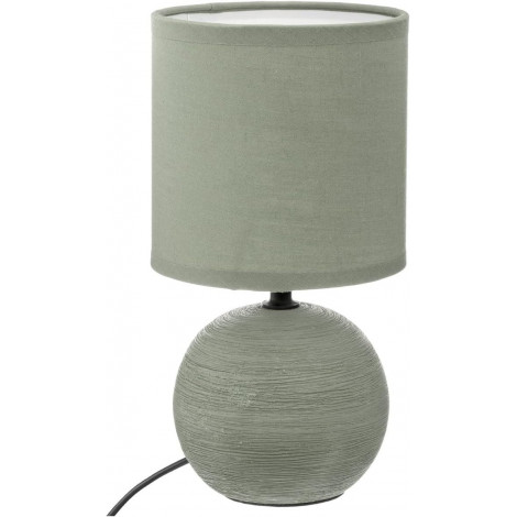 Lampe boule en céramique strié à poser "Timeo" - Vert kaki - H 25 x D 13 cm|Lampes à poser|AC Deco