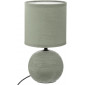 Lampe boule en céramique strié à poser "Timeo" - Vert kaki - H 25 x D 13 cm|Lampes à poser|AC Deco