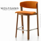 Tabouret design en bois WOLFGANG, pour cuisine et îlot central, assise et dossier garnis, habillage tissu|Tabouret|100chaises