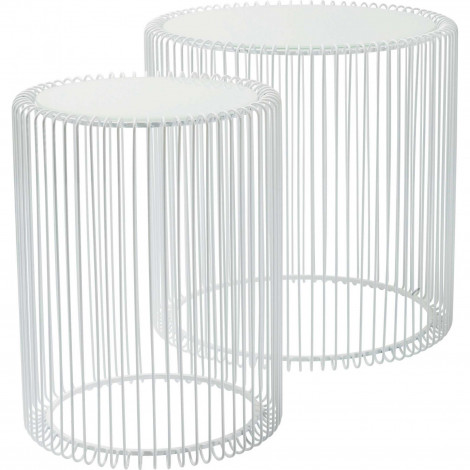 Tables d'appoint rondes Wire blanches set de 2 Kare Design|Chevet|Kare