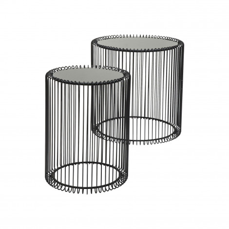 Tables d'appoint rondes Wire noires set de 2 Kare Design|Chevet|Kare