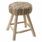 Tabouret/Table d'appoint artisanal en bois de teck et tressage - TRESA|Table|Meuble et moi