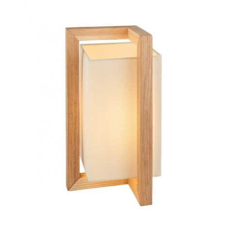 Lampe de table Atticus Bois,tissu Bois de frêne et tissu ivoire|Lampes à poser|Luminaire Center