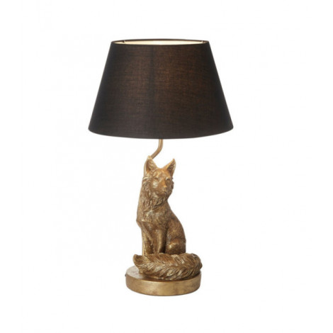 Lampe de table Fox Résine,Tissu,Acier Peinture dorée vintage et tissu noir|Lampes à poser|Luminaire Center