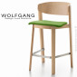 Tabouret design en bois WOLFGANG, pour cuisine et îlot central, dossier bois, assise garnis, habillage tissu|Tabouret|100chaises