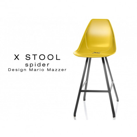 Tabouret de cuisine X-STOOL Spider 69 - piétement peint noir assise coque - Lot de 2 tabourets|Tabouret|100chaises