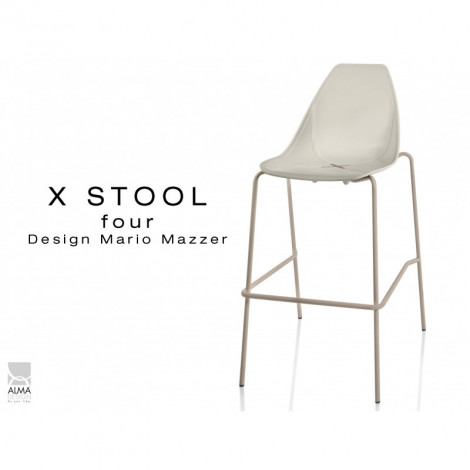 Tabouret design X-STOOL Four 75 - piétement sable assise coque - Lot de 2 tabourets|Tabouret|100chaises