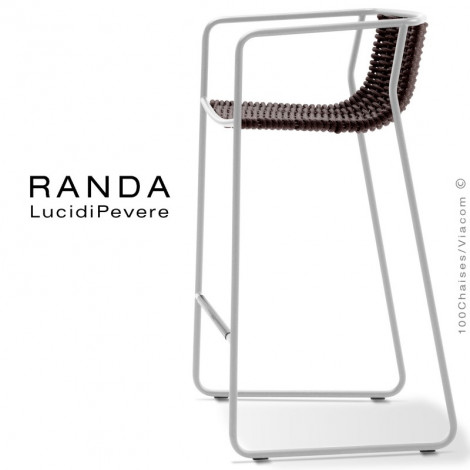 Tabouret RANDA, structure acier peint, assise et dossier tressage corde unie.|Tabouret|100chaises