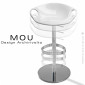 Tabouret design MOU, pour cuisine et bar, colonne centrale avec élévation, assise coque couleur pivotante - Lot de 4 pièces.|Tabouret|100chaises