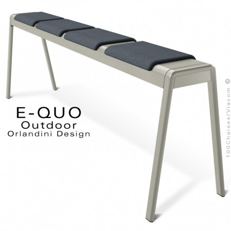 Banc assise haute pour extérieur design E-QUO-Out, 4 places pour table haute, structure acier peint, avec coussin d'assise.|Banquettes / Bancs / Poufs|100chaises