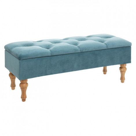 Banc Coffre en Velours "Hiver" 102cm Bleu|Banquettes / Bancs / Poufs|Paris Prix