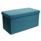 Banquette Coffre Pliable Velours "Zigzag" 76cm Bleu|Banquettes / Bancs / Poufs|Paris Prix