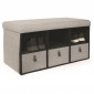 Banquette Coffre Pliable 3 Tiroirs "Atta" 76cm Gris|Banquettes / Bancs / Poufs|Paris Prix