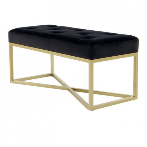 Banc Design Velours "Cameron" 90cm Noir & Or|Banquettes / Bancs / Poufs|Paris Prix