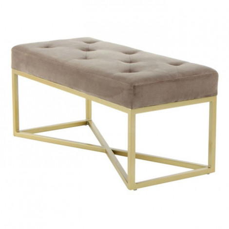 Banc Design Velours "Cameron" 90cm Taupe & Or|Banquettes / Bancs / Poufs|Paris Prix