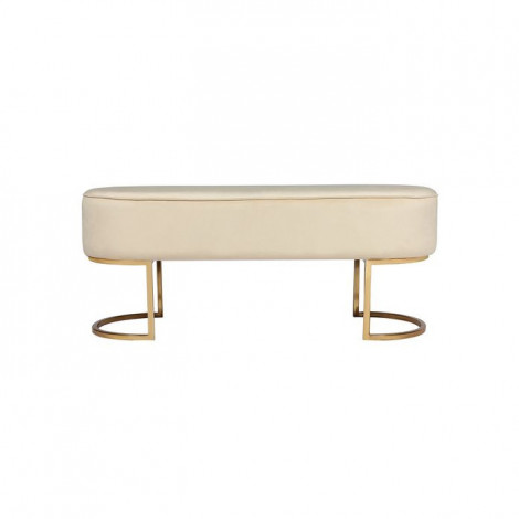 Banc Design en Velours "Athea" 105cm Crème & Or|Banquettes / Bancs / Poufs|Paris Prix