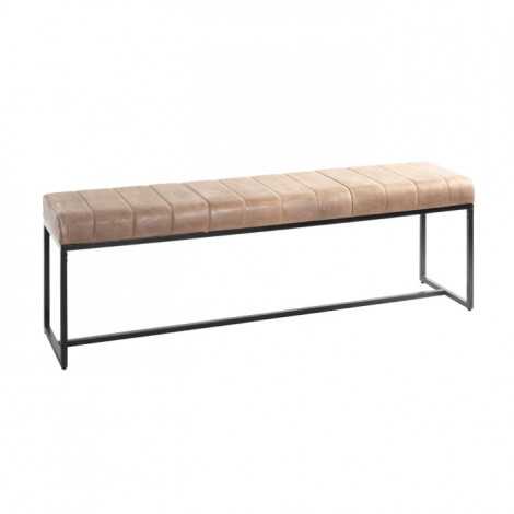 Banc en Cuir Design "Rida" 150cm Marron & Noir|Banquettes / Bancs / Poufs|Paris Prix