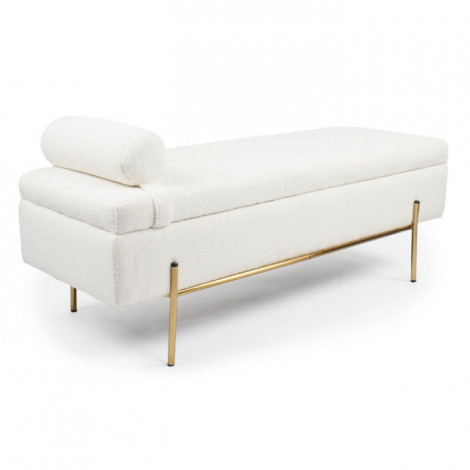 Banquette & Coffre Bouclette "Loyd" 140cm Blanc|Banquettes / Bancs / Poufs|Paris Prix