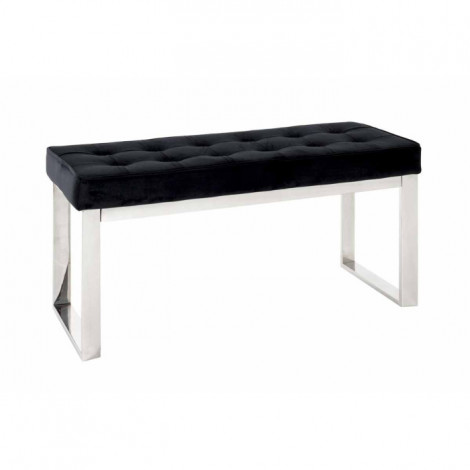 Banc Design en Velours "Noja" 100cm Noir & Inox|Banquettes / Bancs / Poufs|Paris Prix