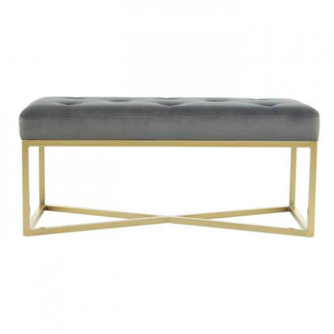 Banc en Velours Design "Diaz" 90cm Gris & Or|Banquettes / Bancs / Poufs|Paris Prix