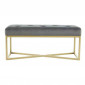 Banc en Velours Design "Diaz" 90cm Gris & Or|Banquettes / Bancs / Poufs|Paris Prix