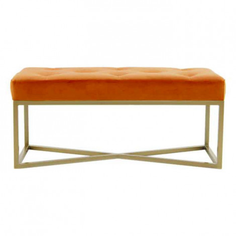 Banc en Velours Design "Diaz" 90cm Orange & Or|Banquettes / Bancs / Poufs|Paris Prix