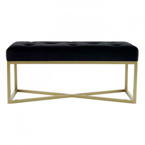 Banc en Velours Design "Diaz" 90cm Noir & Or|Banquettes / Bancs / Poufs|Paris Prix