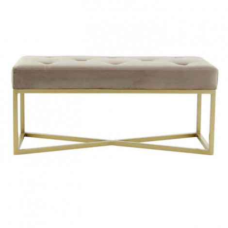 Banc en Velours Design "Diaz" 90cm Taupe & Or|Banquettes / Bancs / Poufs|Paris Prix