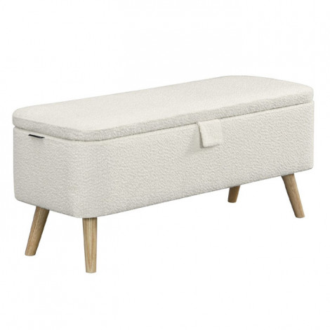 Banquette & Coffre Bouclette "Patti" 111cm Blanc|Banquettes / Bancs / Poufs|Paris Prix