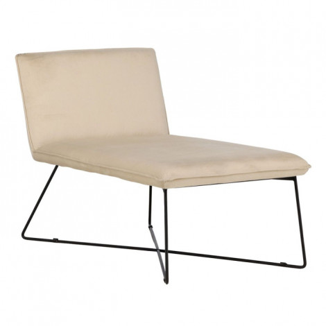 Chaise Longue en Velours "X-Lounge" 128cm Beige|Fauteuil / Chauffeuse|Paris Prix