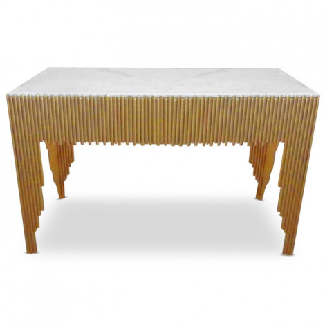 Console en Marbre "Zane" 106cm Blanc & Or|Console|Paris Prix