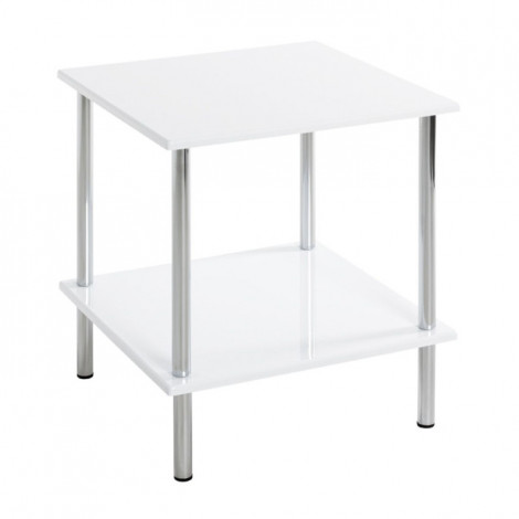 Table d'Appoint Design "Cromo" 45cm Blanc & Argent|Table Basse|Paris Prix