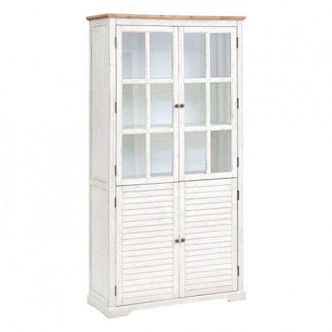 Vitrine 4 Portes en Bois "Olbia" 190cm Blanc|Vaisselier|Paris Prix