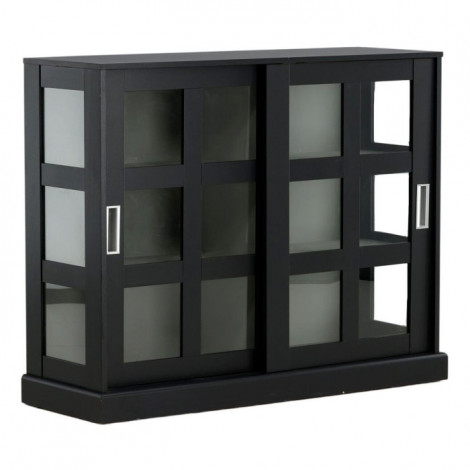 Vitrine Design 2 Portes "Lock" 120cm Noir|Vaisselier|Paris Prix