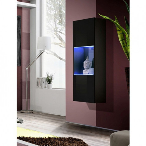 Vitrine LED Murale Design "Fly III" 126cm Noir|Vaisselier|Paris Prix