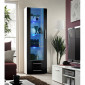 Vitrine LED Design "Neo" 190cm Blanc & Noir Brillant|Vaisselier|Paris Prix