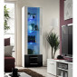 Vitrine LED Design "Neo" 190cm Blanc & Tiroirs Noir Brillant|Vaisselier|Paris Prix