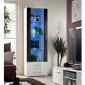 Vitrine LED Design "Neo" 190cm Blanc & Porte Noire Brillante|Vaisselier|Paris Prix