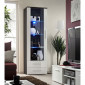 Vitrine LED Design "Neo" 190cm Wengé & Blanc Brillant|Vaisselier|Paris Prix