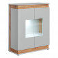 Vitrine Led 2 Portes "Berlin" 111cm Gris & Naturel|Vaisselier|Paris Prix