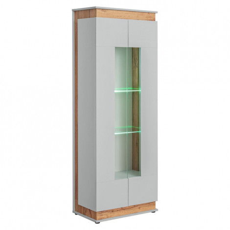 Vitrine à Led 4 Niveaux "Berlin" 191cm Gris & Naturel|Vaisselier|Paris Prix