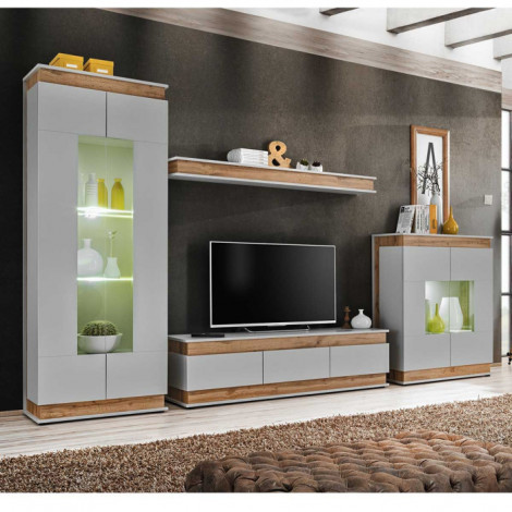 Ensemble Meuble TV "Berlin" 330cm Gris & Naturel|Meuble TV|Paris Prix