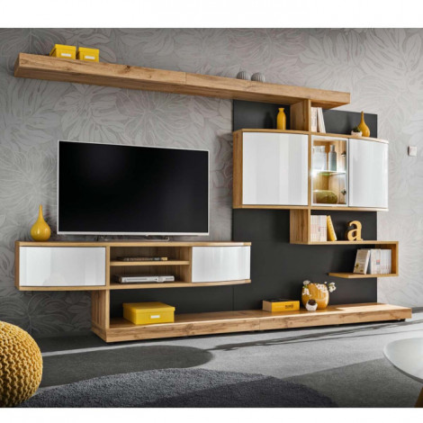 Ensemble Meuble TV "Palermo" 300cm Naturel & Anthracite|Meuble TV|Paris Prix