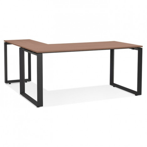 Bureau d'Angle Design "Abigano" 170cm Noyer & Noir|Bureau|Paris Prix