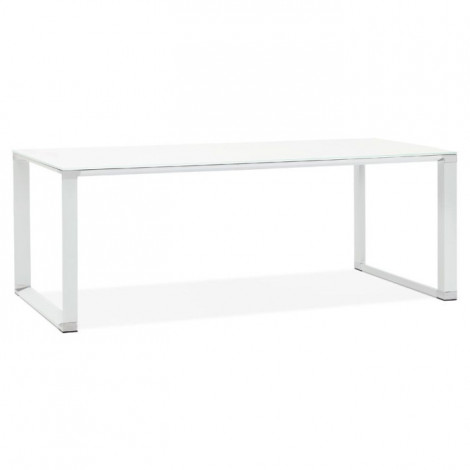 Bureau Design en Verre Trempé "Hovik" 200cm Blanc|Bureau|Paris Prix