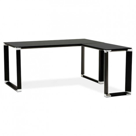 Bureau d'Angle Design "Hovik" Verre Noir|Bureau|Paris Prix