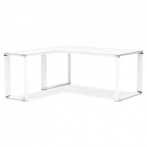 Bureau d'Angle en Bois Design "Hovik" 170cm Blanc|Bureau|Paris Prix